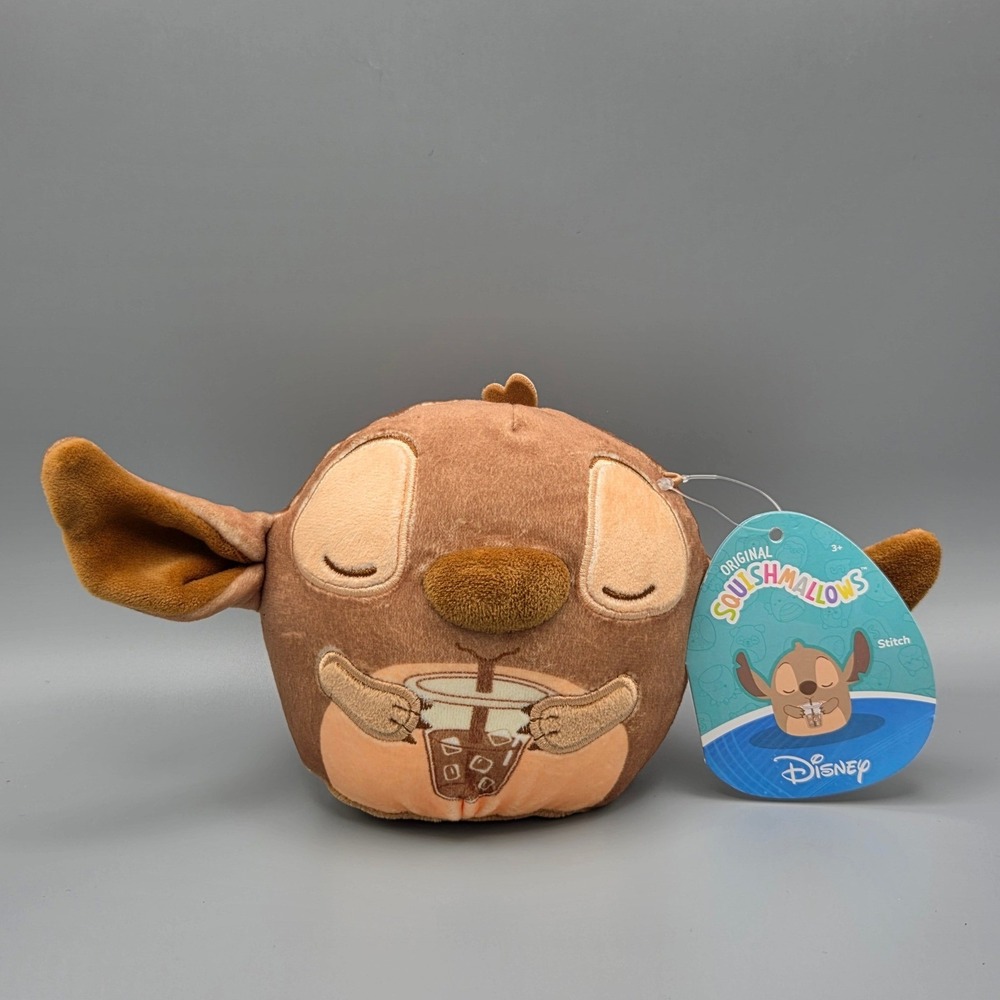 Disney Squishmallows Stitch Brown Iced Coffee Drink Plush 8 inch NWT Jazwares